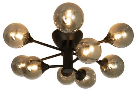 Aneta Lighting COSMOS plafond krokopph.,  svart/ sotet,  9xG9 (7041661267701)