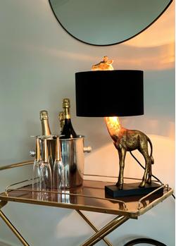 Aneta Lighting AFFE bordlampe,  gull/ svart,  Inkl. svart tekstilskjerm med gull innside (7041661271593)