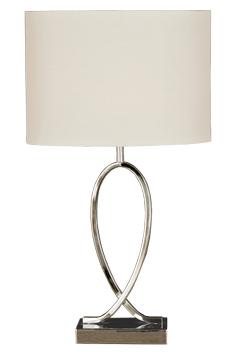 Aneta Lighting POSH bordlampe, krom/hvit, inkl. vit skjerm