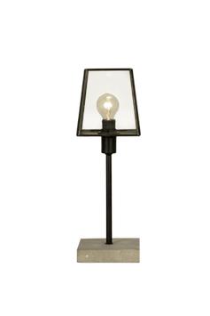 Aneta Lighting DIPLOMAT bordlampe,  svart/ grå,  med betongfot,  klarglasss (7392986775045)