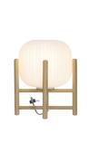 Aneta Lighting VINDA bordlampe, tre/hvit, med glasskuppel