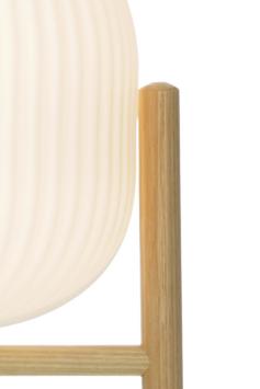 Aneta Lighting VINDA bordlampe stor, tre/hvit, med glasskuppel (7392986772839)
