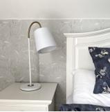 Aneta Lighting LJUSDAL bordlampe,  hvit/matt messing (7392986771467)