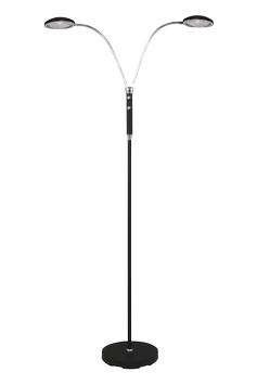 Aneta Lighting HERO golvlampe,  dobbel, svart/ krom,  2x5W LED, dimmrar (7392986778589)