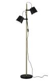 Aneta Lighting ESPRESSO golvlampe,  svart/ tre,  2-arm med metallskjermer (7392986775236)