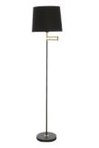 Aneta Lighting BIRKA golvlampa,  svart/ mässing,  svingarm, inkl. skjerm (7392986773621)