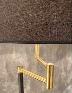 Aneta Lighting BIRKA golvlampa,  svart/ mässing,  svingarm, inkl. skjerm (7392986773621)