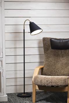Aneta Lighting LJUSDAL golvlampe 1-arm, svart/ matt messing, E27 (7392986775168)