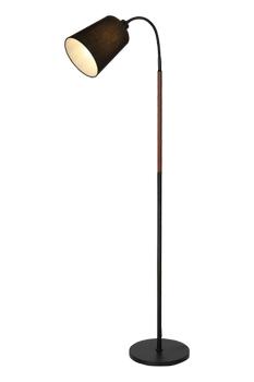 Aneta Lighting LJUSDAL gulvlampe 1-lys, svart/ valnøt,  inkl. svart skjerm (7392986770323)