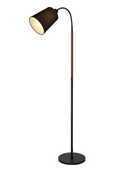 Aneta Lighting LJUSDAL gulvlampe 1-lys, svart/valnøt, inkl. svart skjerm