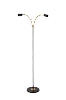 Aneta Lighting LJUSDAL golvlampe 2-arm svart/matt messing, 2xE27