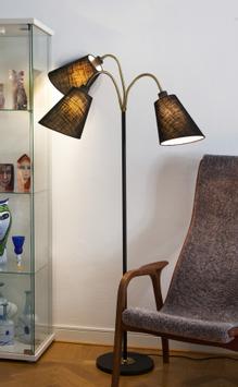 Aneta Lighting LJUSDAL golvlampe 3-arm svart/ matt messing, 3xE27 (7392986775205)