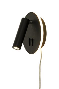 Aneta Lighting ACE vegglampe, svart, 6 + 3W LED, spot+indirekte lys