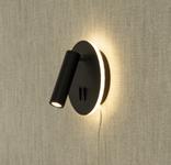 Aneta Lighting ACE vegglampe,  svart, 6 + 3W LED, spot+indirekte lys (7041661268654)