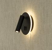 Aneta Lighting ACE vegglampe,  svart, 6 + 3W LED, spot+indirekte lys (7041661268654)