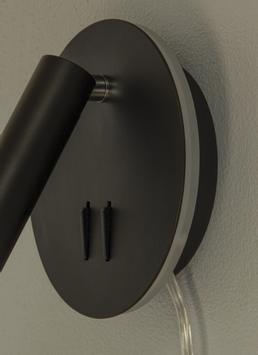 Aneta Lighting ACE vegglampe,  svart, 6 + 3W LED, spot+indirekte lys (7041661268654)