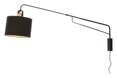 Aneta Lighting WALLY vegglampe,  svart/ tre,  E27, inkl. skjerm packad i separat eske (7041661269897)