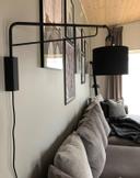 Aneta Lighting WALLY vegglampe,  svart/ tre,  E27, inkl. skjerm packad i separat eske (7041661269897)