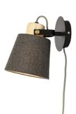 Aneta Lighting GEILO vegglampe,  svart/ grå/ tre,  E27 (7041661269767)