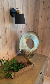 Aneta Lighting GEILO vegglampe,  svart/ grå/ tre,  E27 (7041661269767)