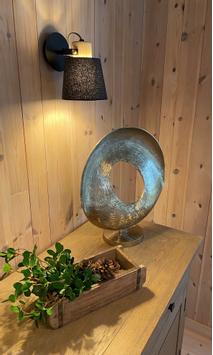 Aneta Lighting GEILO vegglampe,  svart/ grå/ tre,  E27 (7041661269767)