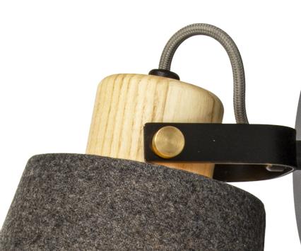 Aneta Lighting GEILO vegglampe,  svart/ grå/ tre,  E27 (7041661269767)