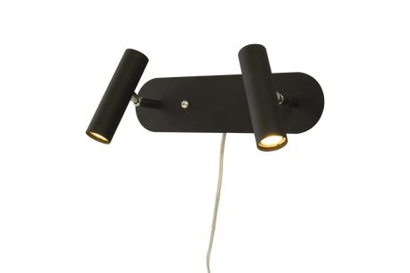 Aneta Lighting ARTIC vegglampe 2-lys, svart, LED
