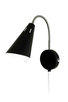 Aneta Lighting EVA vegglampe,  svart/ krom,  E14 (7041661253605)