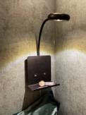 Aneta Lighting ZET sengelampe med USB lader, svart, 5W LED (7041661265936)