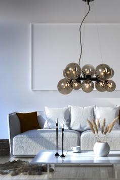 Aneta Lighting MOLEKYL taklampe rund, svart/ sotet,  10 x G9 (7041661271043)