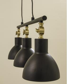 Aneta Lighting DUBLIN taklampe 3-lys, svart/ matt messing, E27 (7041661271586)