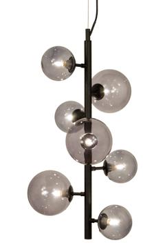 Aneta Lighting MOLEKYL taklampe vertikal, svart/sotet, 7 x G9