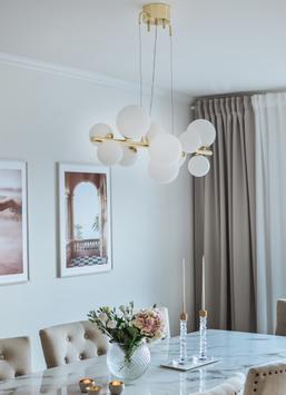 Aneta Lighting MOLEKYL taklampe L85, matt messing/ hvit,  11 x G9 (7041661265578)