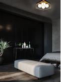 Aneta Lighting ASTRO plafond liten, svart/ gull/ opal,  4xG9 (7041661268357)
