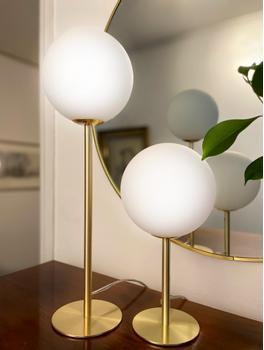 Aneta Lighting MOLEKYL bordlampe høy, matt messing/ hvit,  G9 (7041661268104)