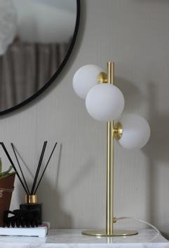 Aneta Lighting MOLEKYL bordlampe 3-lys, matt messing/ hvit (7041661265844)