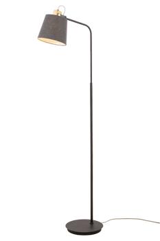 Aneta Lighting GEILO gulvlampe,  svart/ grå/ tre,  E27 med skjerm pakket i separat eske (7041661269750)