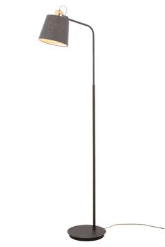 Aneta Lighting GEILO gulvlampe, svart/grå/tre, E27 med skjerm pakket i separat eske