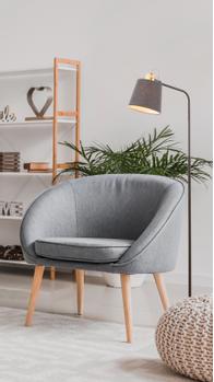 Aneta Lighting GEILO gulvlampe,  svart/ grå/ tre,  E27 med skjerm pakket i separat eske (7041661269750)