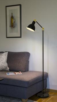 Aneta Lighting DUBLIN gulvlampe,  svart/ matt messing, E27 (7041661271579)
