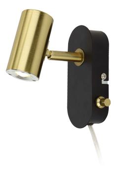 Aneta Lighting GUSTO väggspot, svart/ mässing,  5W LED (7041661261853)