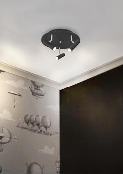 Aneta Lighting ARTIC takspot rund 3-lys, svart, 3 x 6W LED (7041661267862)