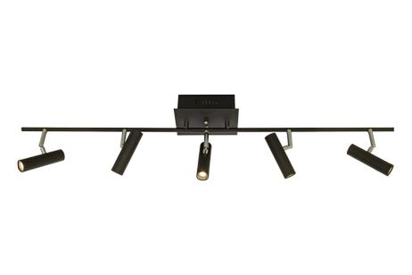 Aneta Lighting ARTIC takspot rett 5-lys, svart, 5 x 6W LED