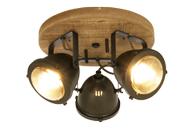 Aneta Lighting ALASKA takspot rund, jerngrå/ tre,  3 x GU10 (7041661268043)