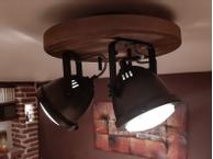 Aneta Lighting ALASKA takspot rund, jerngrå/ tre,  3 x GU10 (7041661268043)