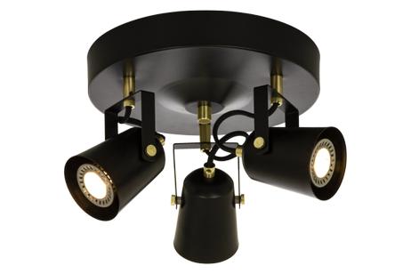 Aneta Lighting METZ takspot 3-lys plate, svart/ matt messing, 3xGU10 (7041661271487)