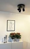 Aneta Lighting METZ takspot 3-lys plate, svart/ matt messing, 3xGU10 (7041661271487)