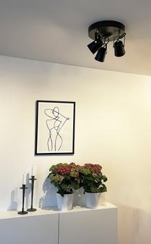 Aneta Lighting METZ takspot 3-lys plate, svart/ matt messing, 3xGU10 (7041661271487)