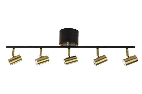 Aneta Lighting GUSTO 5-SPOT skinne, svart/ messing,  5 x 5W LED (7041661261884)