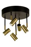 Aneta Lighting GUSTO takspot, svart/ mässing,  5 x 5W LED (7041661261242)